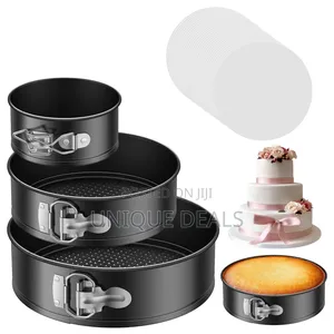 3 Black Carbon Steel Springform Cake Pans