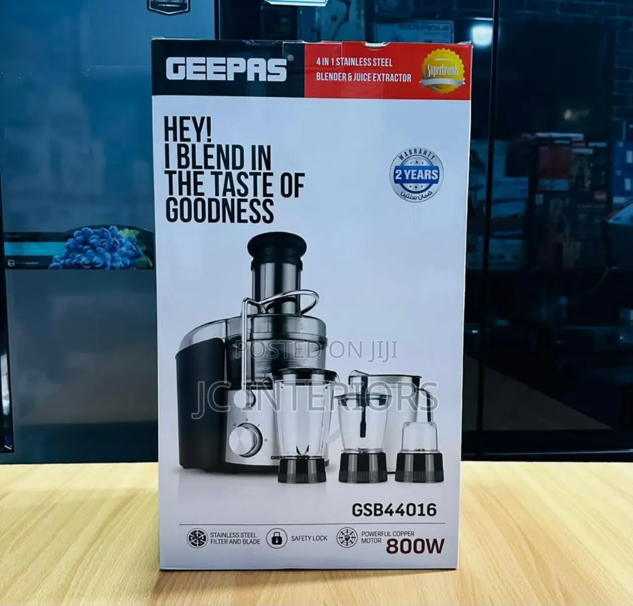 Geepas 4 in 1 Stainless Steel Blender Juice Extractor