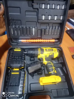 Edon Cordless Drill Set Features a Prominent Yellow and Black Color.