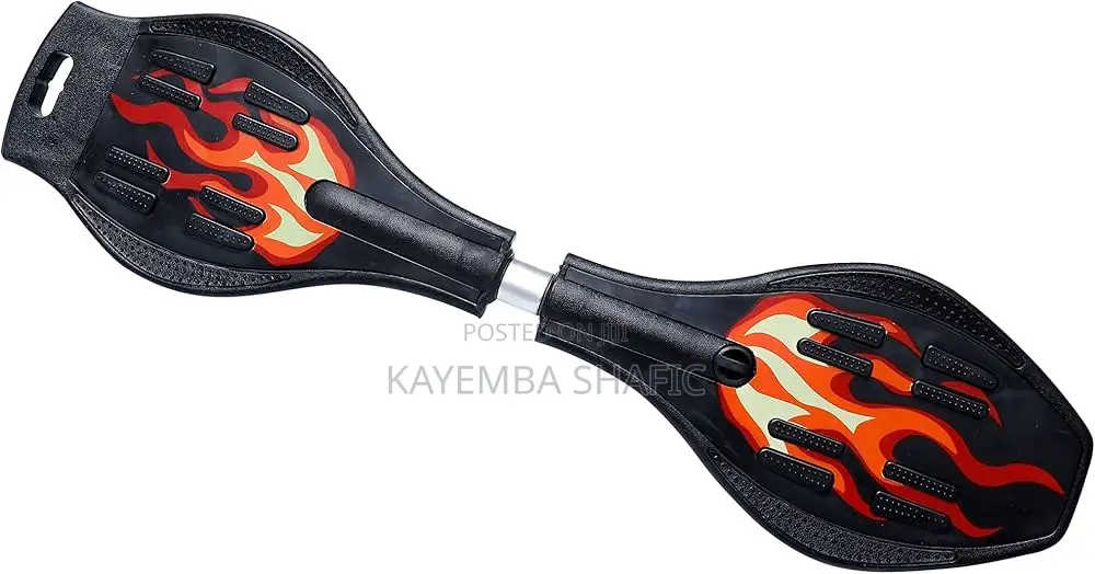 Heavy Duty 2-Wheel Waveboard / Caster Skateboard (Flame Design)