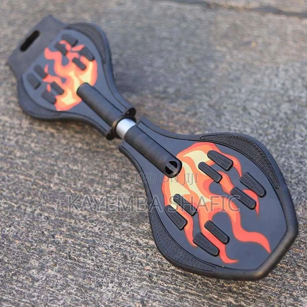 Heavy Duty 2-Wheel Waveboard / Caster Skateboard (Flame Design)