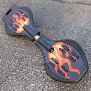 Heavy Duty 2-Wheel Waveboard / Caster Skateboard (Flame Design)