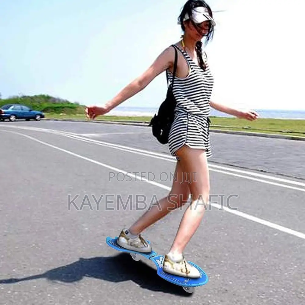 Heavy Duty 2-Wheel Waveboard / Caster Skateboard (Flame Design)
