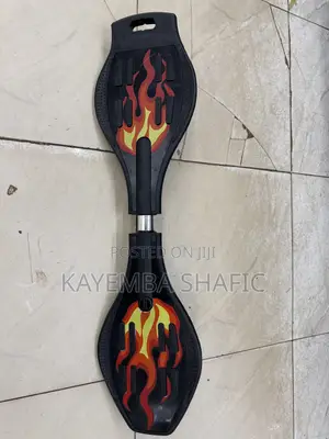 Heavy Duty 2-Wheel Waveboard / Caster Skateboard (Flame Design)
