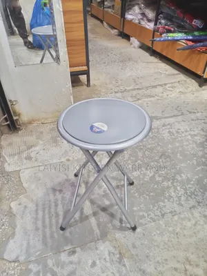 Folding Stool Padded Silver Metal Frame Portable Seat Kitchen Stool