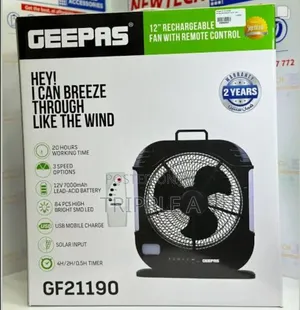 Geepas 12" Rechargeable Fan With Remote Control