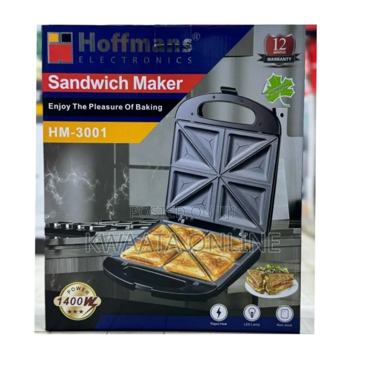 Hoffmans Sandwich Maker Hm-3001, Fast Delicious Toasted Sandwich