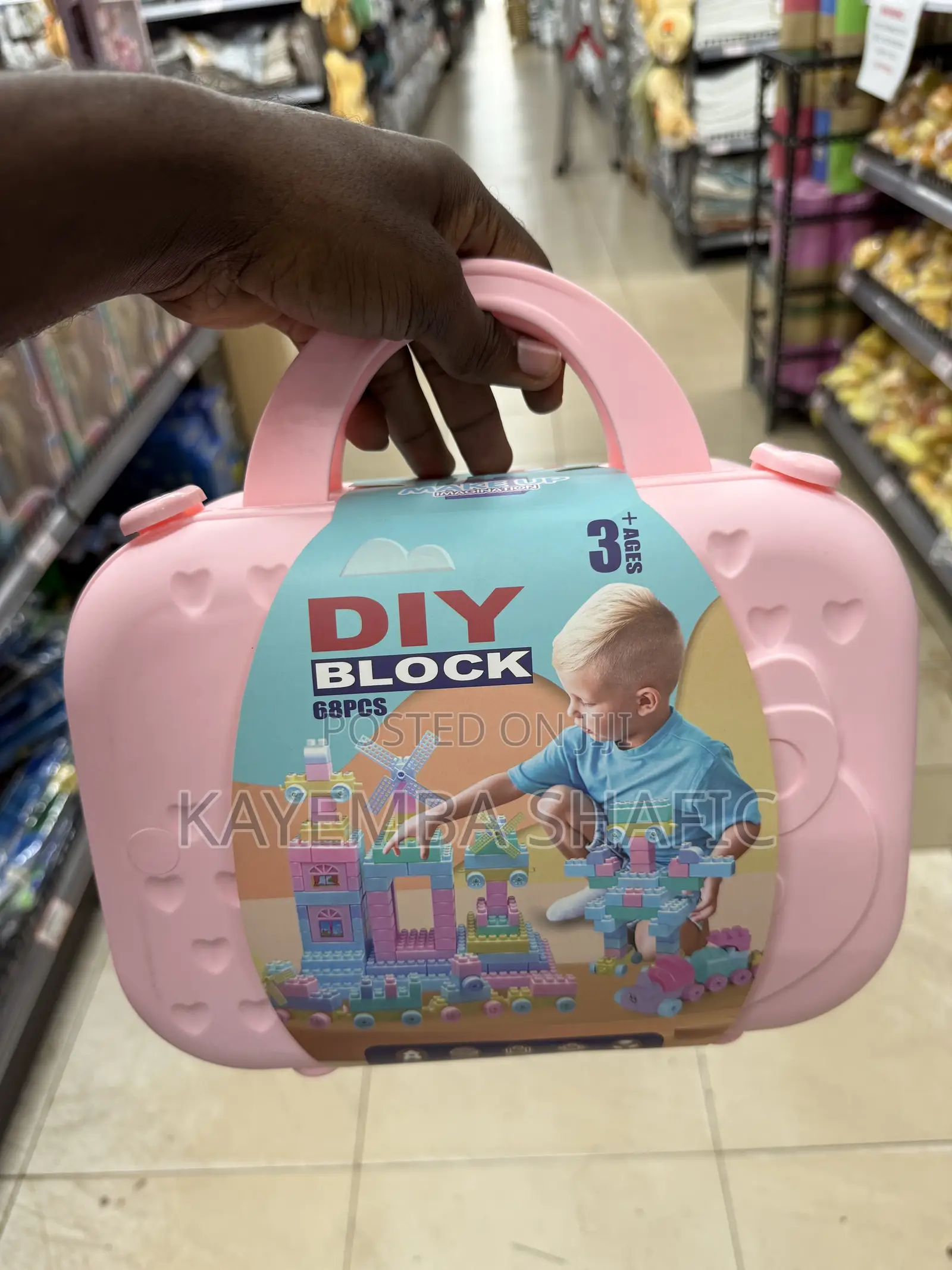 68pcs Diy Educational Building Blocks Set With Pink Carrying Case