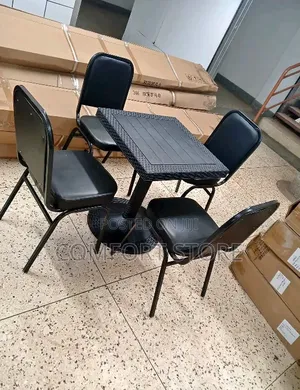 Set of Dinning or Restaurant Bar or Hotel Table With Four Chairs