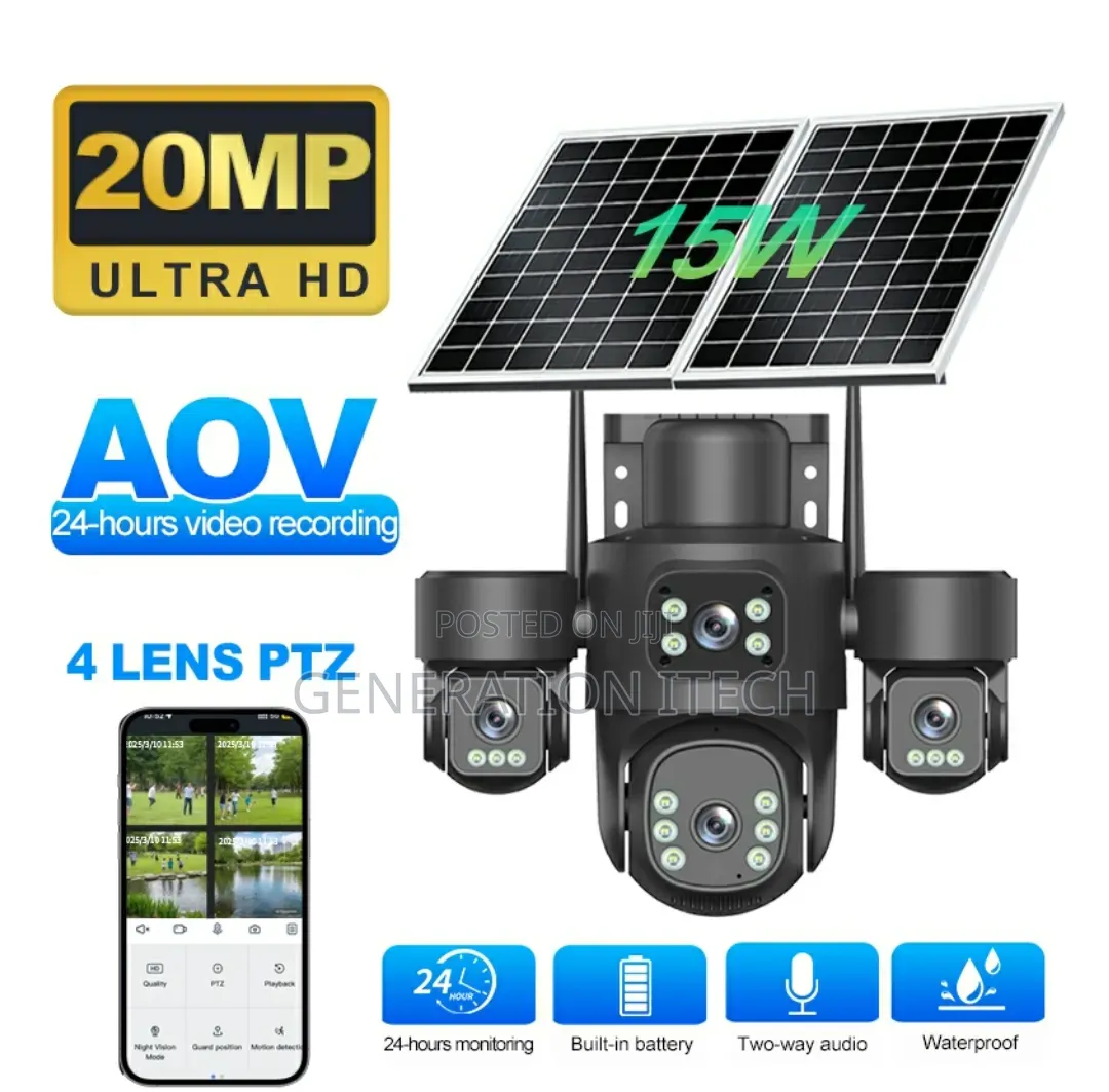 4 Lens Solar Camera - Aov Technology- 4g With 20mp and 24 HRS Recordin