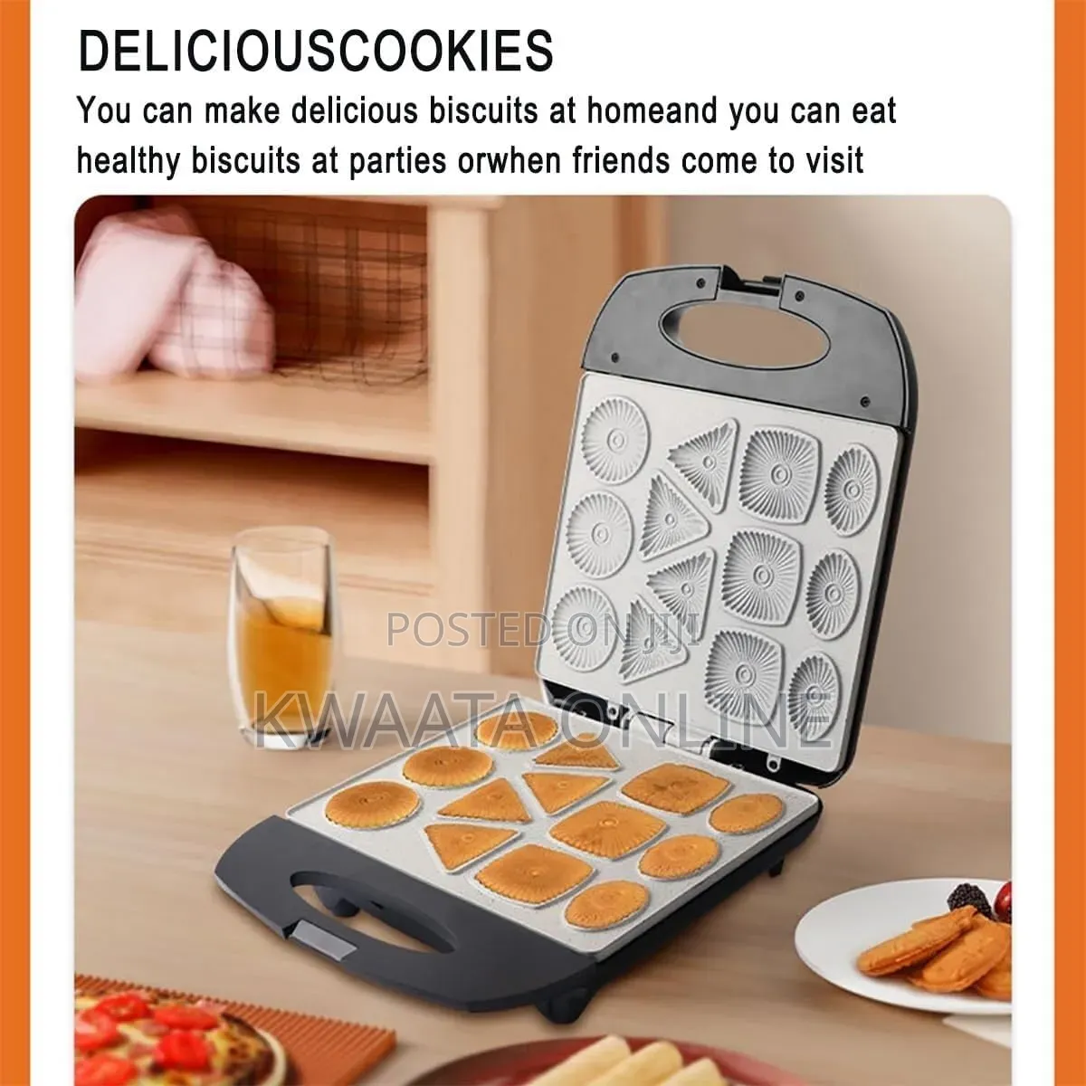 Cookies Maker, Mini Waffle Biscuit Maker, Make 4 Diff. Shaped Pancakes