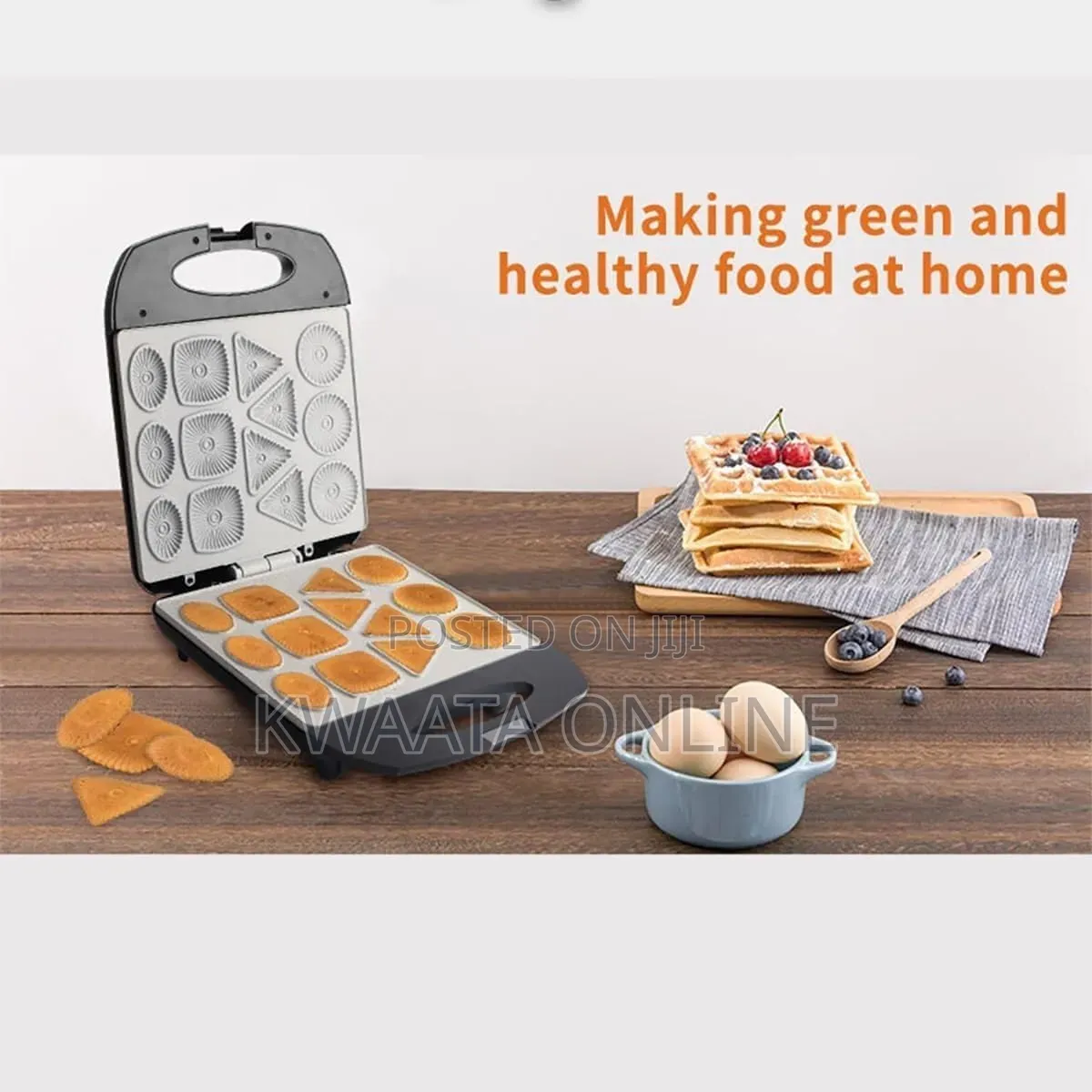 Cookies Maker, Mini Waffle Biscuit Maker, Make 4 Diff. Shaped Pancakes