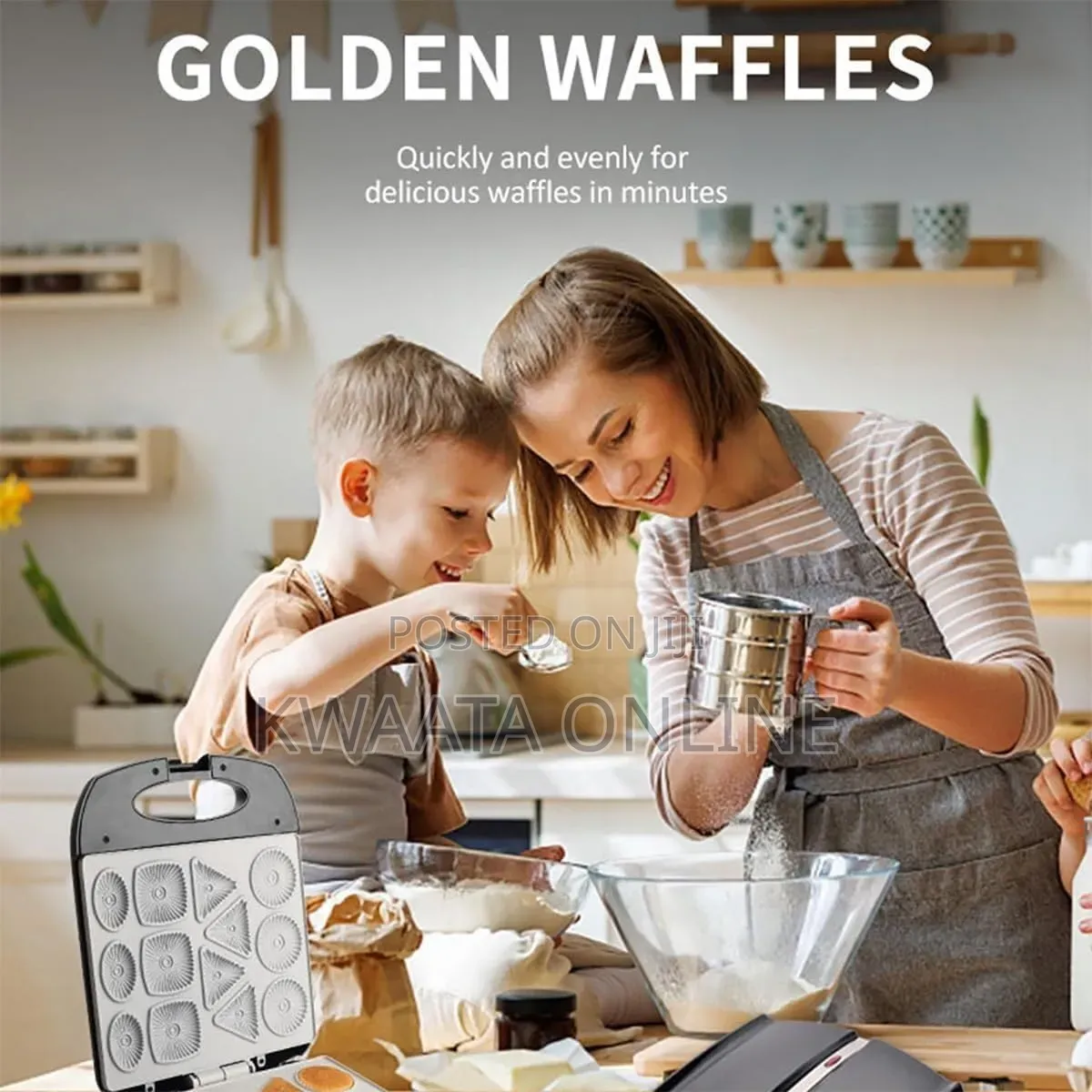 Cookies Maker, Mini Waffle Biscuit Maker, Make 4 Diff. Shaped Pancakes