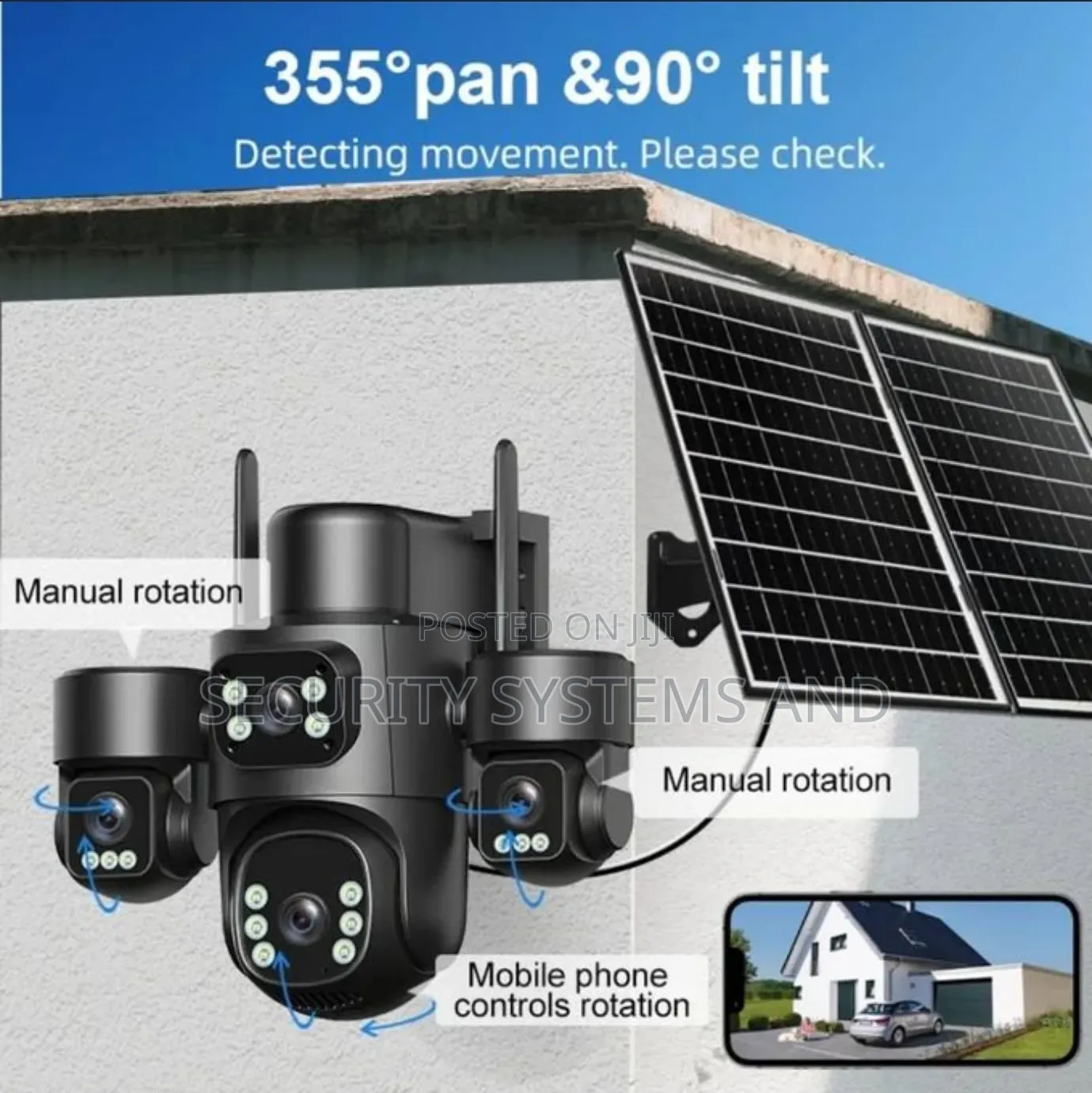 4 Lens Solar Powered Camera-Supports 4g Network - Aov - Hi Easy App