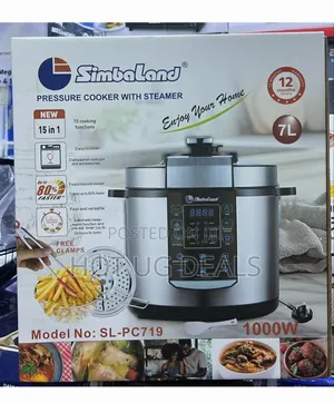 Simbaland 7-Liter Electric Pressure Cooker With Steamer Rack - Silver