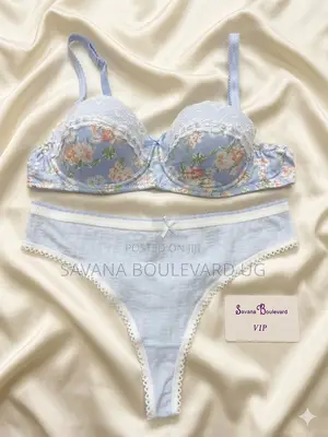 Savana 34b Sky-Blue Floral Bra Set