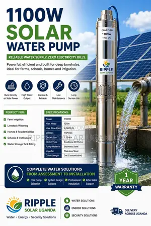 1100W Solar Deep Well Pump 110V 125m Borehole Water Pump