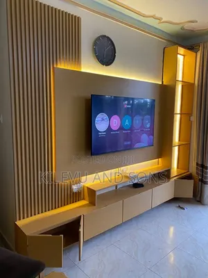 Wall Unit Tv Stand With Modern Design And Strip Lights