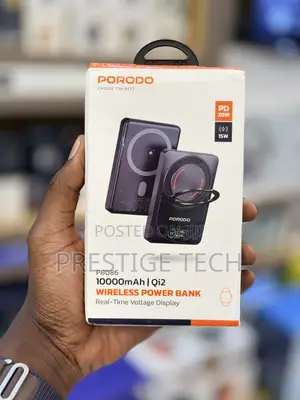 Porodo Qi2 Wireless Magsafe Power Bank 10000mah, Display, Ring Stand