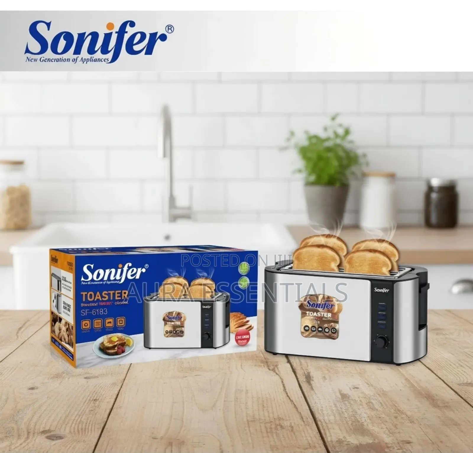 Sonifer Stainless Steel 4-Slice Toaster