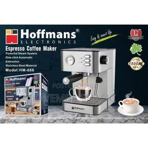 Hoffmans 20-Bar Espresso Coffee Maker Machine (Hm-686) - 1500w
