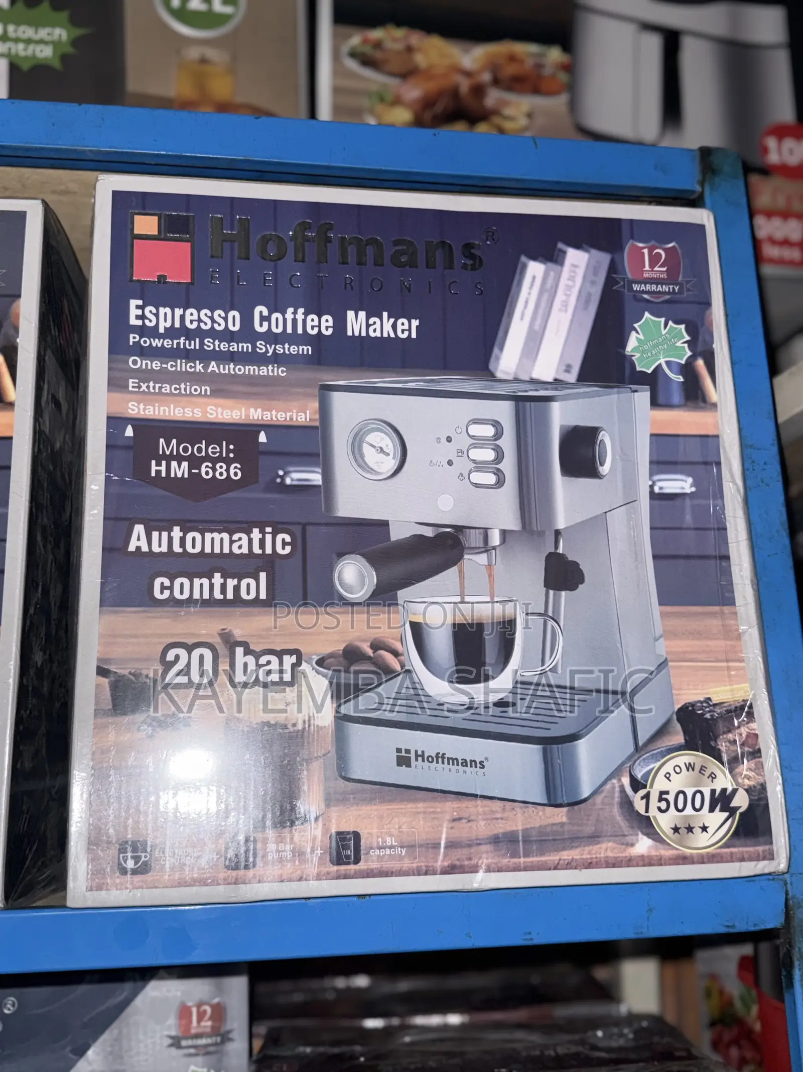 Hoffmans 20-Bar Espresso Coffee Maker Machine (Hm-686) - 1500w