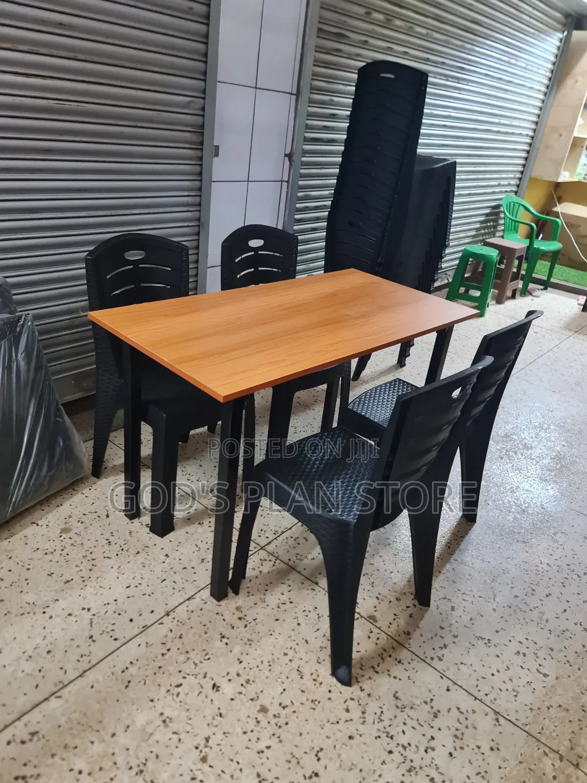 Ratten Wooden Foldable Dining Table and Chairs