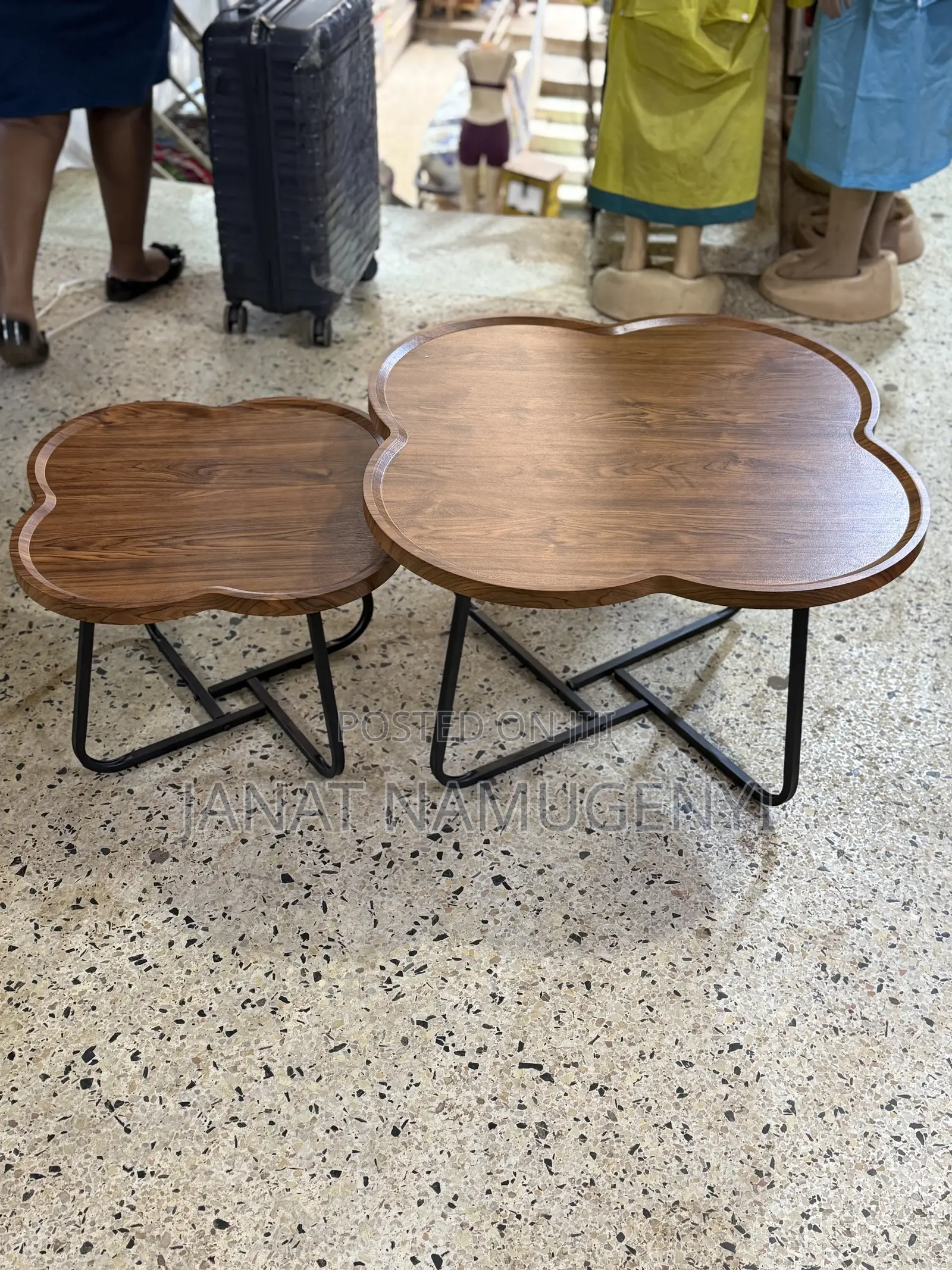 2 in 1 Centre Table in Mahogany and Black Stands