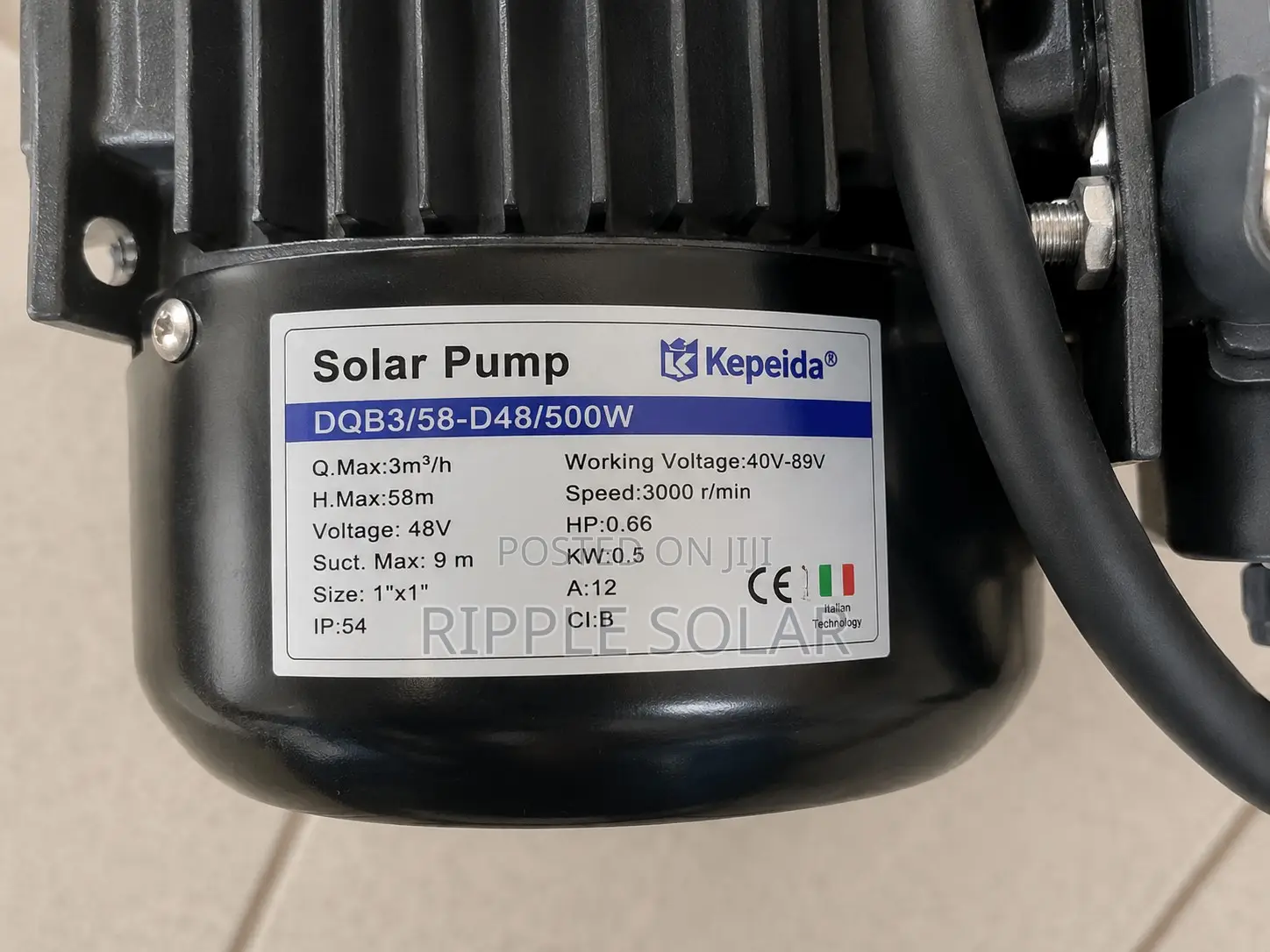500w Solar Surface Water Pump, 58m Head, 3000l/H, 48v