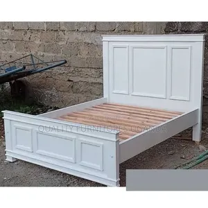 5 by 6 Plain White Wooden Bed