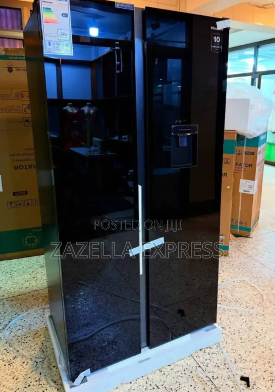Hisense 750l Side by Side Refrigerator With Dispenser Black