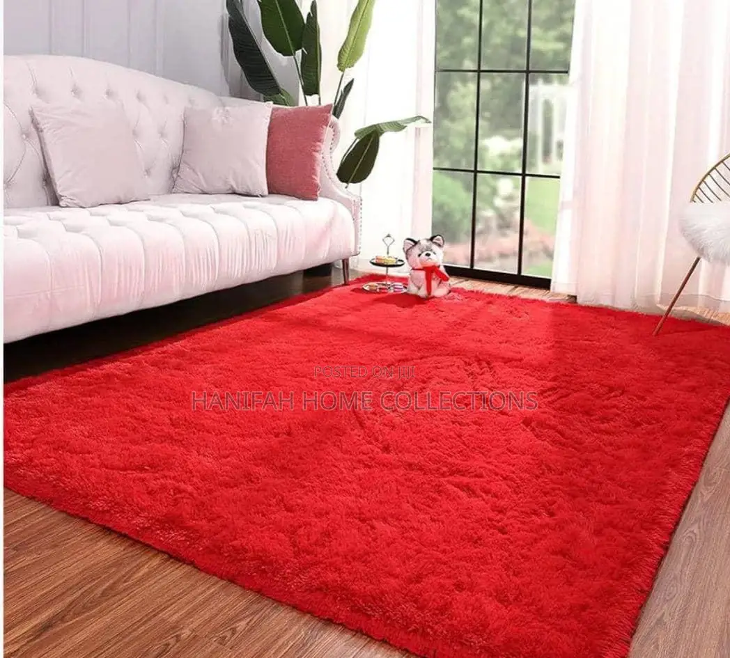 Red and Brown Fluffy Carpet