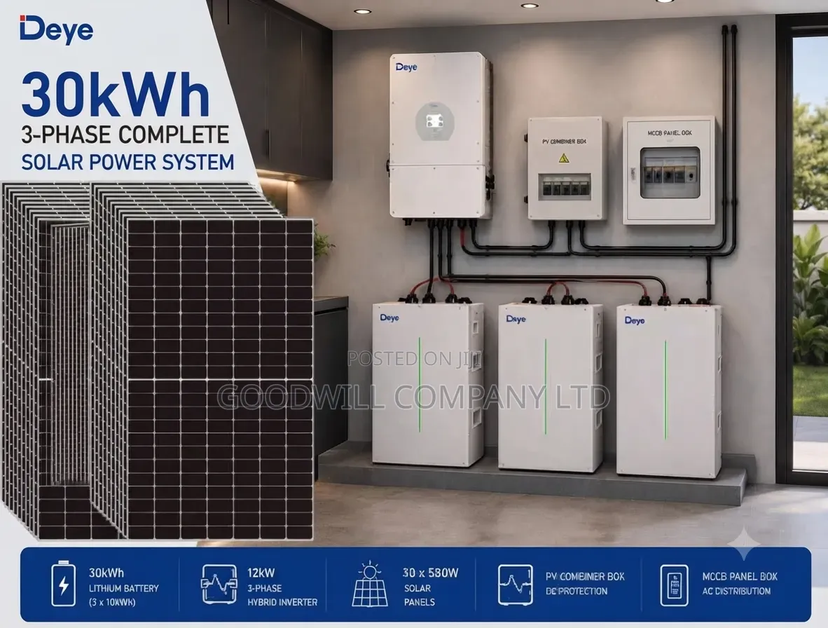 30kwh Deye 3 Phase Hybrid Solar System Full Kit
