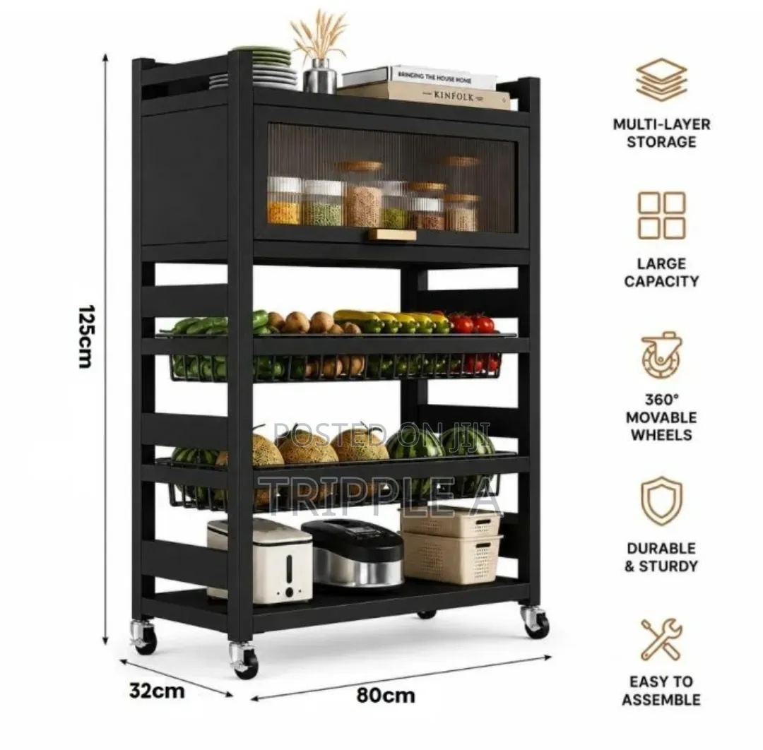 Multi- Tier Kitchen Pantry Storage Cabinet On Wheels