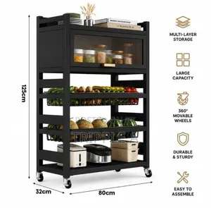 Multi- Tier Kitchen Pantry Storage Cabinet On Wheels