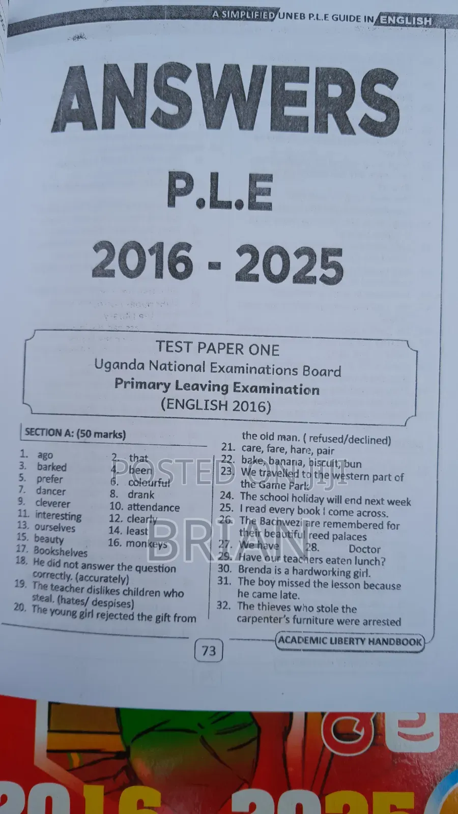 English Uneb Past Papers