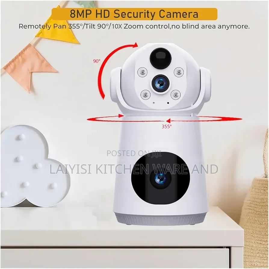 Dual Lens Rotating Smart Security Camera Battery Operated Rechargeable
