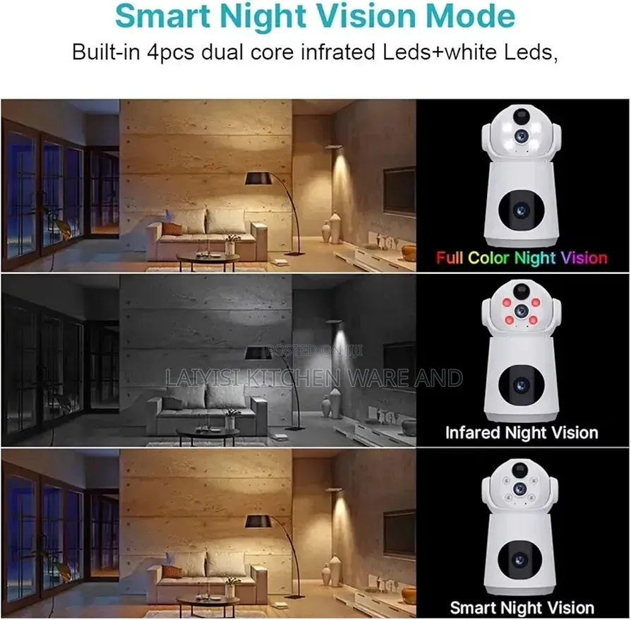 Dual Lens Rotating Smart Security Camera Battery Operated Rechargeable