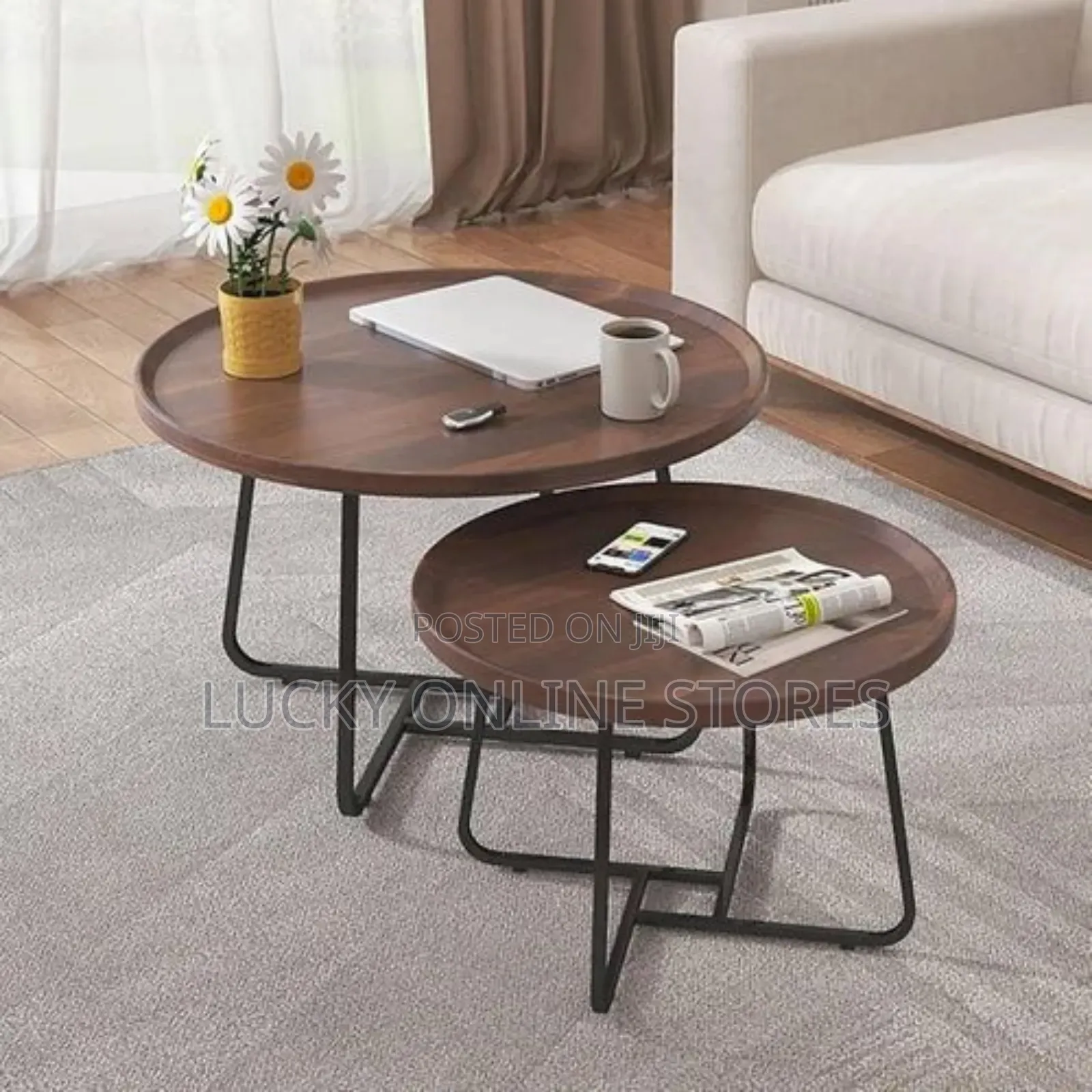 Table Set of 2 Nesting Round End Table