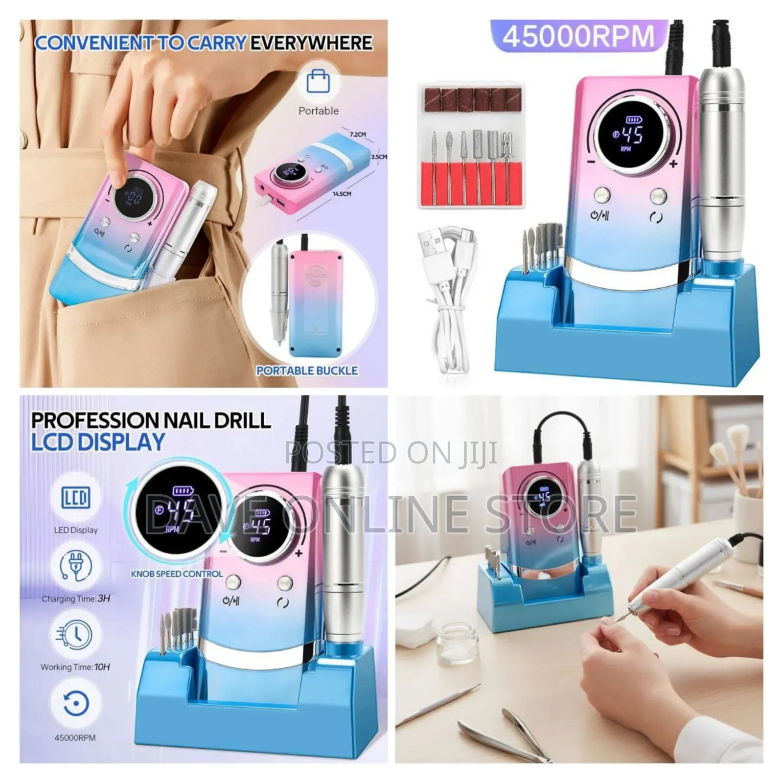 Professional 45000rpm Electric Nail Drill Kit