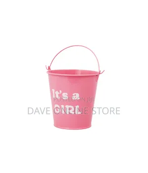 Mini Pink “It’S a Girl” Metal Bucket With Handle 10.5 X 11cm