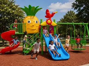 Outdoor Pineapple Adventure Playstation With Spiral Slide| Dual Swings
