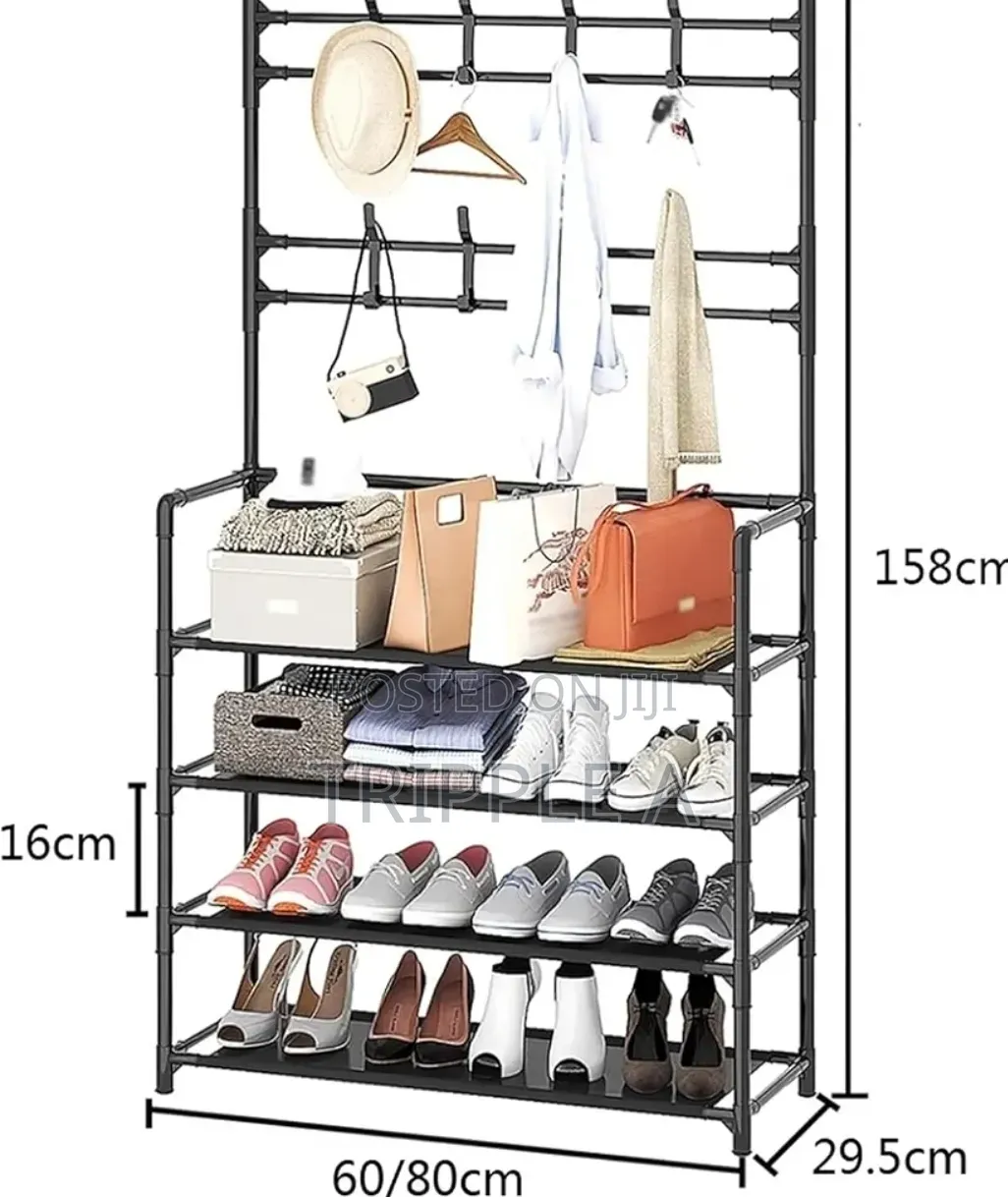 Four Tier Simple Shoe Rack , Black