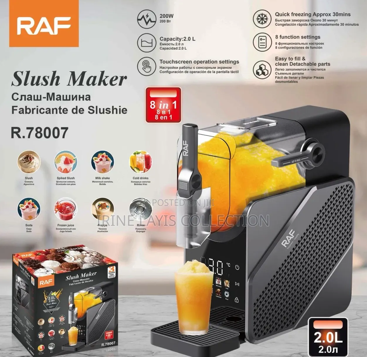 Raf 2-Liter Capacity Slush Maker Featuring a Touchscreen Interface.