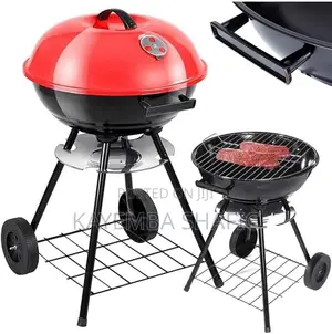 Portable Charcoal Kettle BBQ Grill With Wheels Air Vent Lid