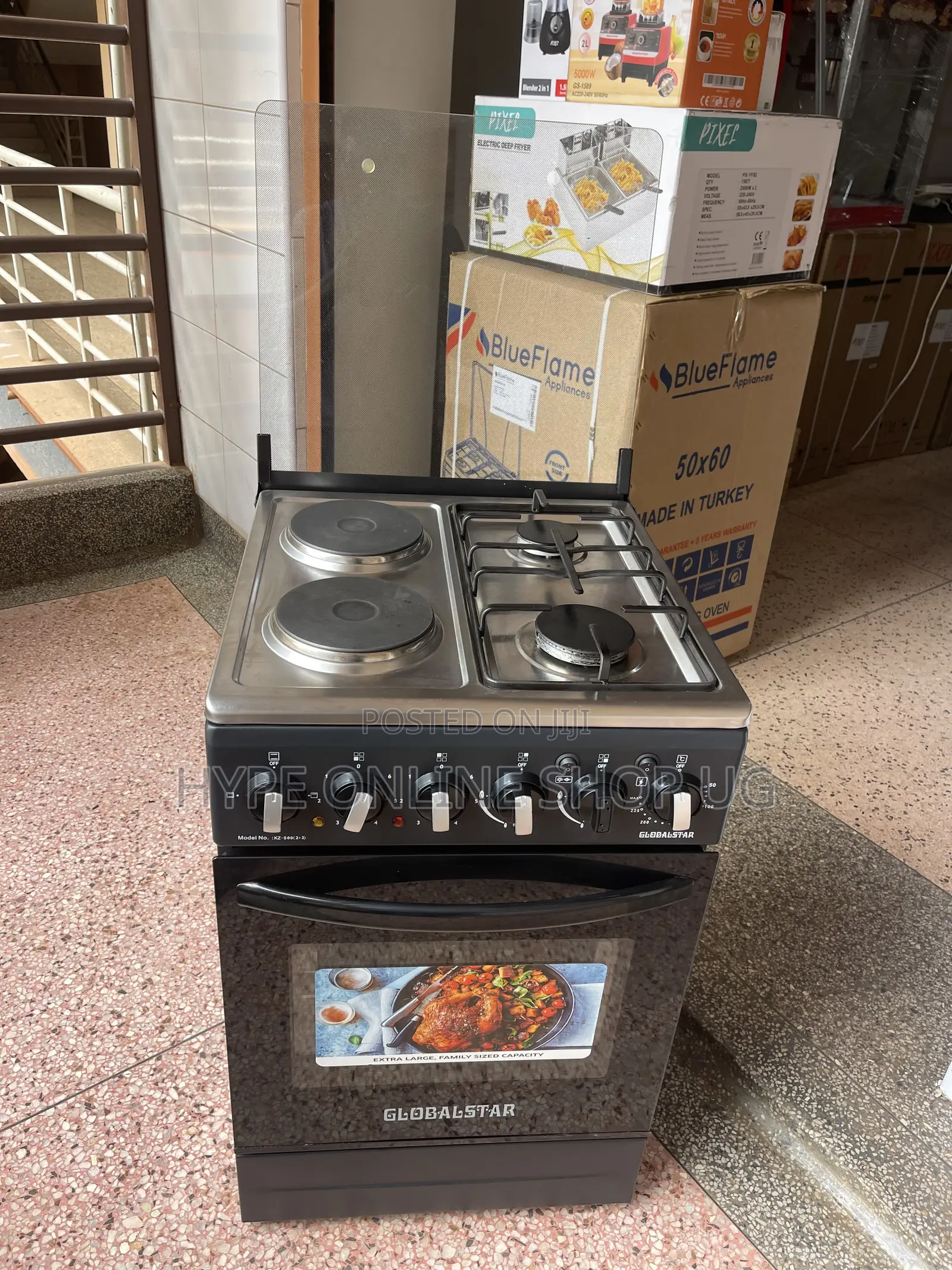 2 Hotplates/2 Gas,Full Electric Oven With Roast Rod Globalstar Cooker