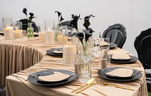 Classy Beige and Black Party Decor Setup