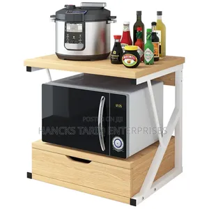 Kitchen Microwave Storage Rack With Drawer