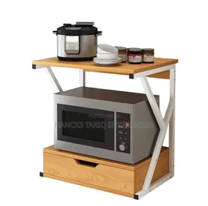 Kitchen Microwave Storage Rack With Drawer