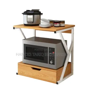 Kitchen Microwave Storage Rack With Drawer
